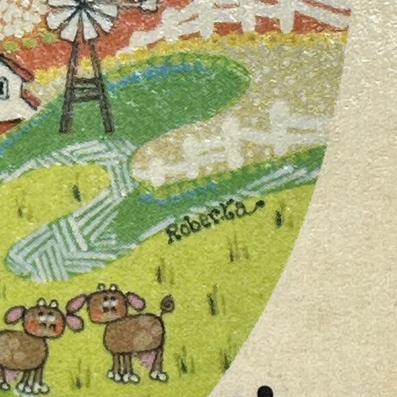 Roberta McDowell Rainbow Farm Art Wooden Wall Plaque Small 6 x 4 In Cottagecore - Picture 3 of 8